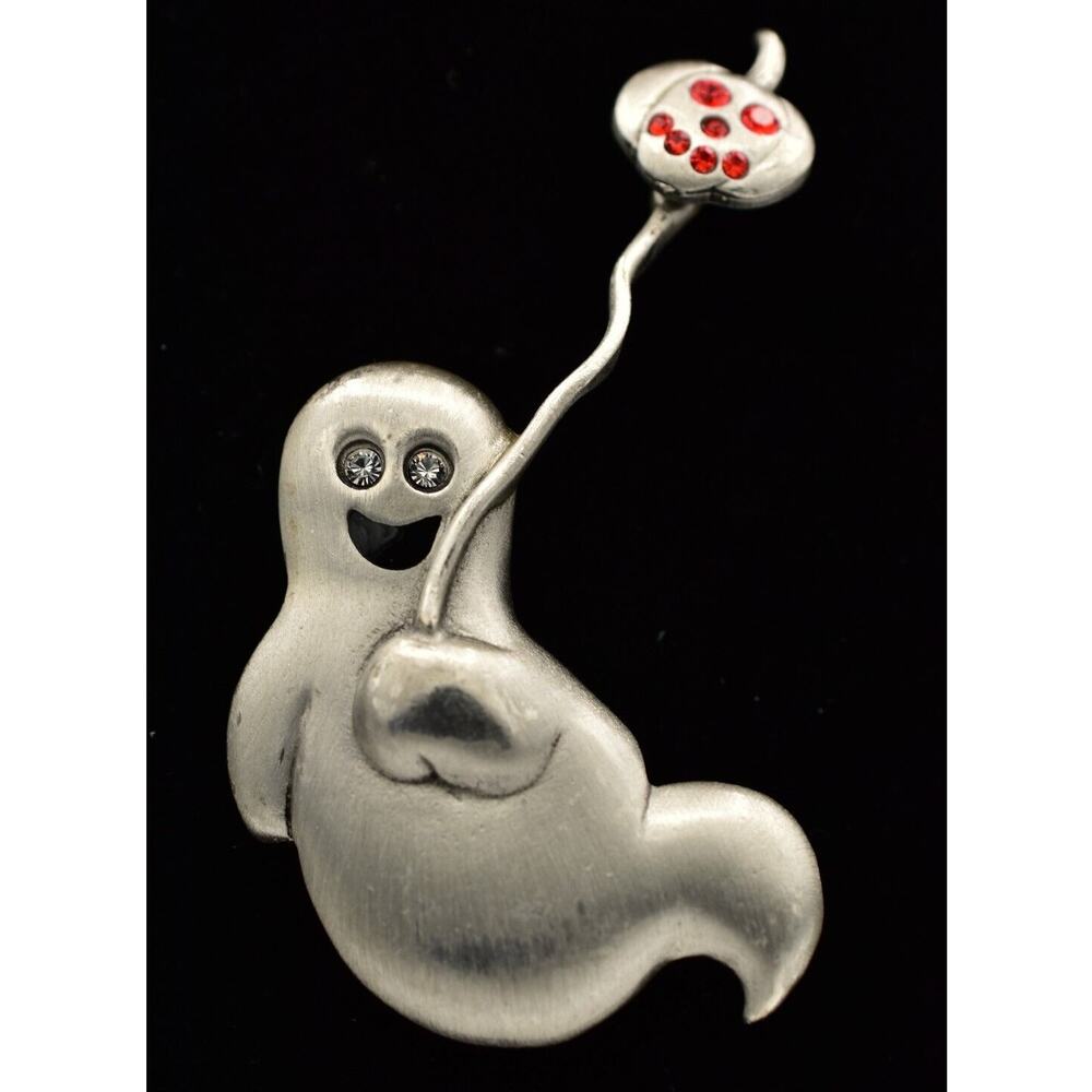 Alfred Sung Vintage Ghost Pin Brooch Pumpkin Halloween Balloon AS Signed BinAQ